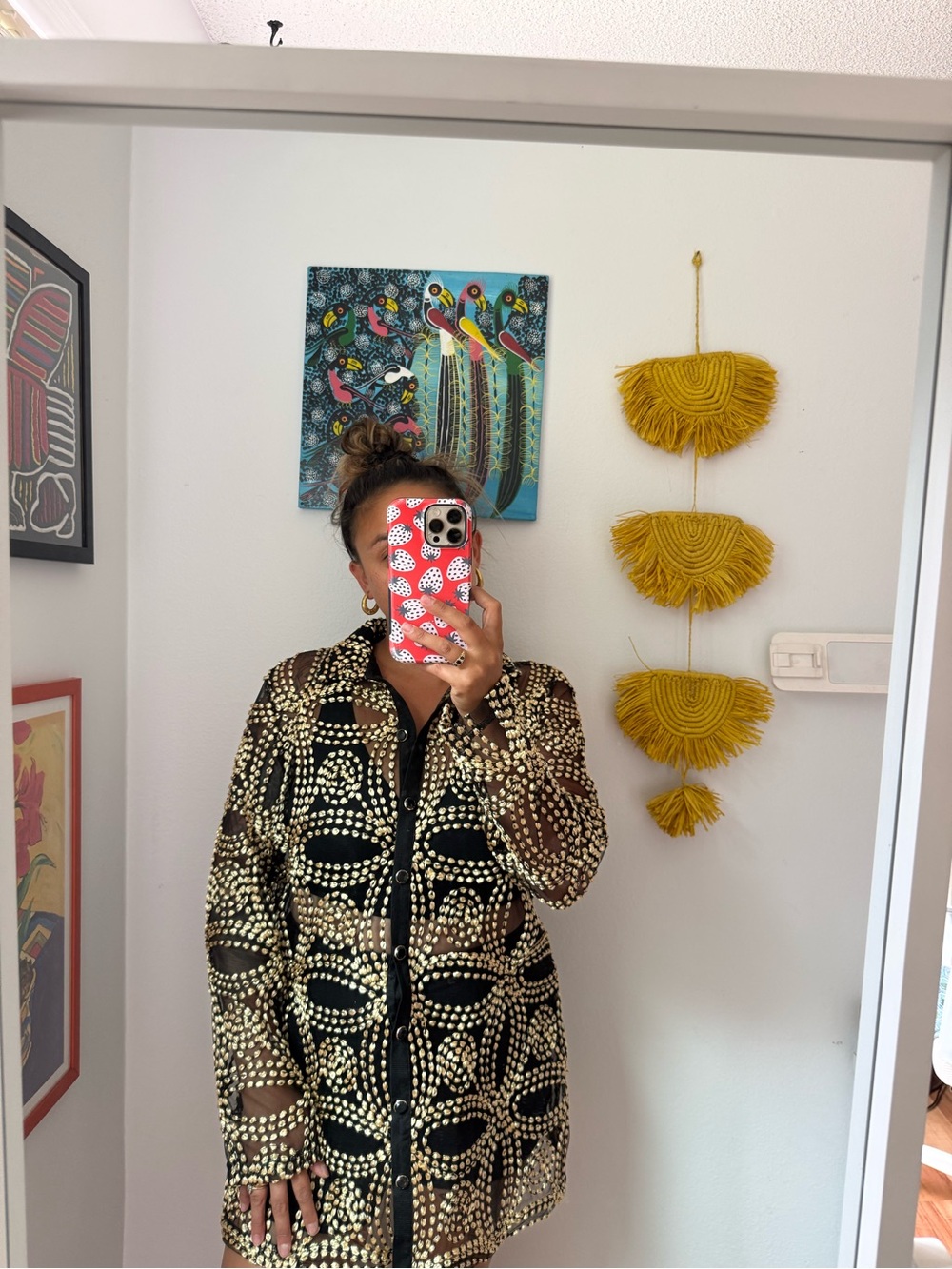Chicos Sheer embroidered jacket